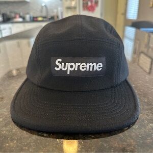 FW25 Supreme Wool Camp Cap Black BNWT Made in USA with Loro Piana Wool